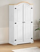 vidaXL Гардероб "Corona" бял 102x52x186 см бор масив
