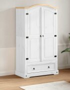 vidaXL Гардероб "Corona" бял 102x52x186 см бор масив