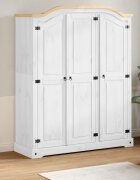 vidaXL Гардероб "Corona" бял 1515x52x186 см бор масив