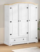 vidaXL Гардероб "Corona" бял 1515x52x186 см бор масив