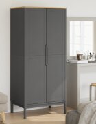 vidaXL Гардероб FLORO сив 77x53x171 см бор масив