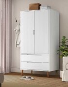 vidaXL Гардероб MOLDE бял 90x55x175 см бор масив