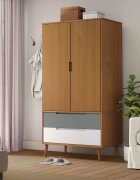 vidaXL Гардероб MOLDE кафяв 90x55x175 см бор масив