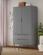 vidaXL Гардероб MOLDE сив 90x55x175 см бор масив