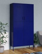 vidaXL Гардероб нейви синьо 90x50x180 см стомана