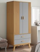 vidaXL Гардероб OLDEN сив и кафяв 765x53x172 см борово дърво масив