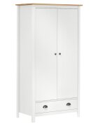 vidaXL Гардероб с 2 врати Hill бял 89x50x170 см борово дърво масив