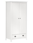 vidaXL Гардероб с 2 врати Hill бял 89x50x170 см борово дърво масив