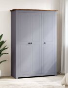 vidaXL Гардероб с 3 врати сив 118x50x1715 см бор Panama Range