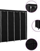 vidaXL Гардероб с 4 отделения черен 175x45x170 см