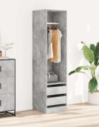 vidaXL Гардероб с чекмеджета бетонно сив 50x50x200 см инженерно дърво