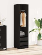 vidaXL Гардероб с чекмеджета черен 50x50x200 см ПДЧ