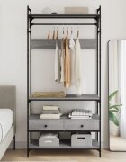 vidaXL Гардероб с чекмеджета сив сонома 89x39x1845 см инженерно дърво