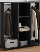 vidaXL Гардероб с колелца черен 102x38x110 см инженерно дърво