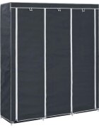 vidaXL Гардероб с отделения и лостове черен 150x45x175 см плат