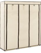 vidaXL Гардероб с отделения и лостове кремав 150x45x175 см плат