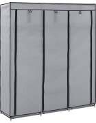 vidaXL Гардероб с отделения и лостове сив 150x45x175 см плат