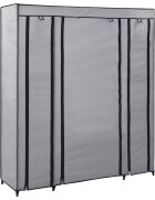 vidaXL Гардероб с отделения и лостове сив 150x45x176 см плат