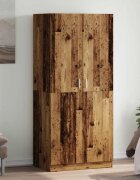 vidaXL Гардероб старо дърво 90x52x200 см ПДЧ