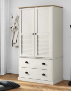 vidaXL Гардероб VIGO бял 90x55x170 см бор масив
