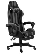 vidaXL Геймърски стол с подложка за крака черно/сиво изкуствена кожа