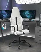 vidaXL Гейминг стол бяло и черно изкуствена кожа