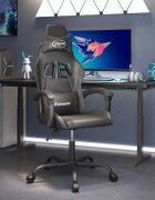 vidaXL Гейминг стол черен изкуствена кожа