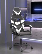vidaXL Гейминг стол черно и бяло изкуствена кожа
