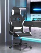 vidaXL Гейминг стол черно и бяло плат