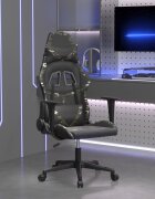 vidaXL Гейминг стол черно и камуфлаж изкуствена кожа