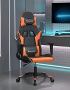 vidaXL Гейминг стол черно и оранжево изкуствена кожа