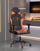 vidaXL Гейминг стол черно и оранжево изкуствена кожа