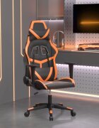 vidaXL Гейминг стол черно и оранжево изкуствена кожа