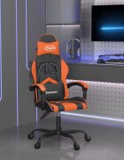 vidaXL Гейминг стол черно и оранжево изкуствена кожа