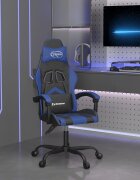 vidaXL Гейминг стол черно и синьо изкуствена кожа