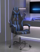 vidaXL Гейминг стол черно и синьо изкуствена кожа