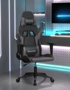 vidaXL Гейминг стол черно и сиво изкуствена кожа