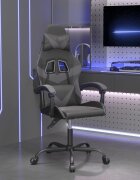 vidaXL Гейминг стол черно и сиво изкуствена кожа