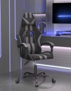 vidaXL Гейминг стол черно и сиво изкуствена кожа