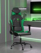 vidaXL Гейминг стол черно и зелено изкуствена кожа