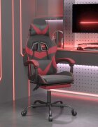vidaXL Гейминг стол с опора черно и виненочервено изкуствена кожа