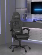 vidaXL Гейминг стол с опора за крака черен изкуствена кожа
