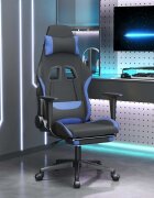 vidaXL Гейминг стол с опора за крака черно и cин плат
