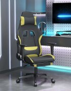 vidaXL Гейминг стол с опора за крака черно и светлозелено плат