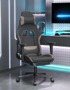 vidaXL Гейминг стол с опора за крака черно и таупе текстил