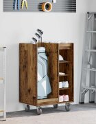 vidaXL Голф шкаф с колело Едноцветен Старо дърво 65 x 45 x 98 см