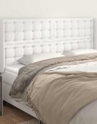vidaXL Горна табла с уши бяла 163x16x118/128 см изкуствена кожа