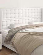 vidaXL Горна табла с уши бяла 183x23x118/128 см изкуствена кожа