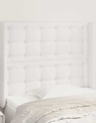 vidaXL Горна табла с уши бяла 83x16x118/128 см изкуствена кожа
