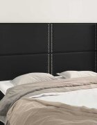 vidaXL Горна табла с уши черна 147x16x118/128 см изкуствена кожа